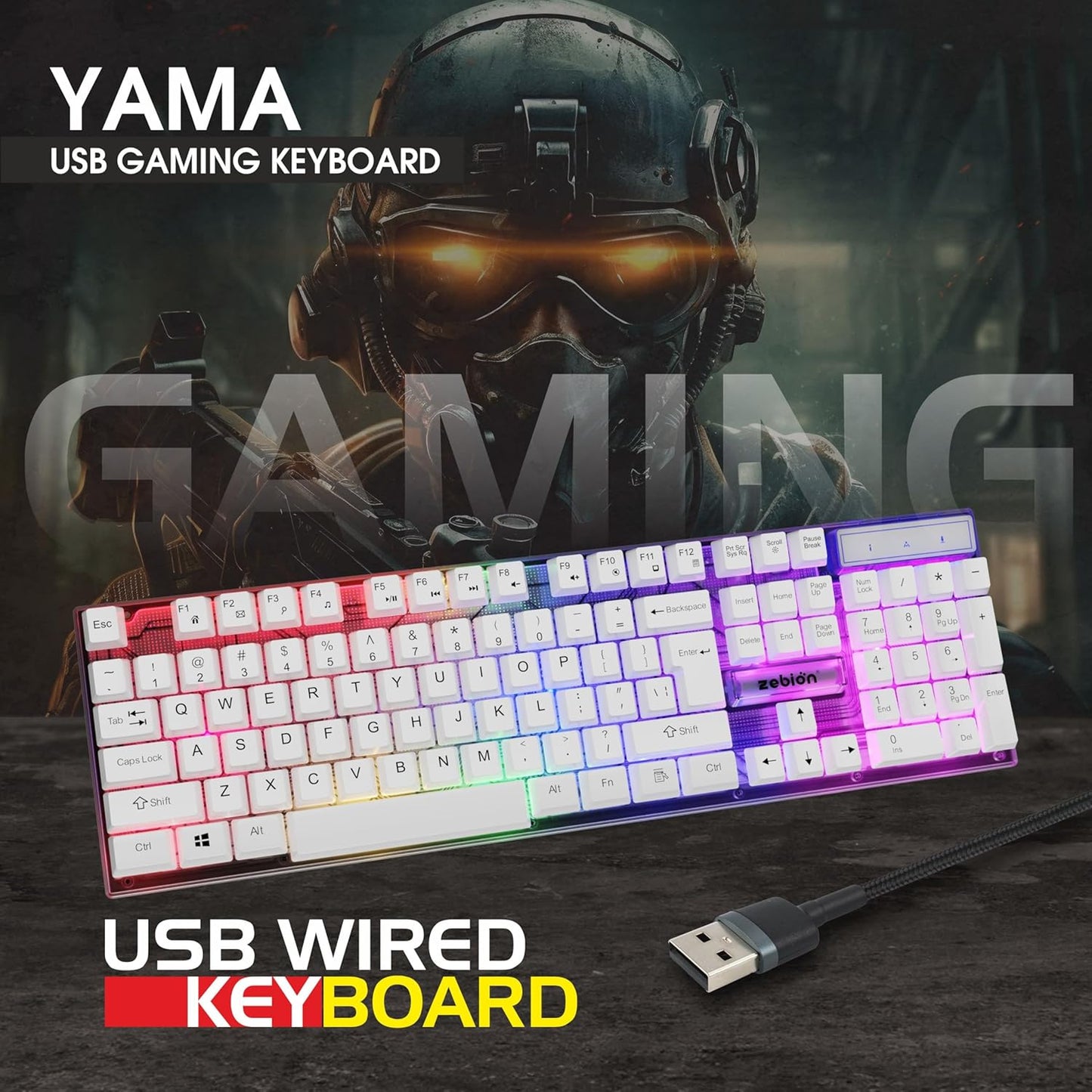(ELE) UT-1075 Zebion Yama Mechanical LED Gaming Keyboard-White