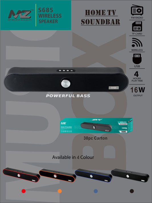 (ELE) UT-1066    🔊🔊 ULTRA HIGH SUPER SOUND MZ S685 BLUETOOTH SOUNDBAR 🔊🔊 "Color as per availability"