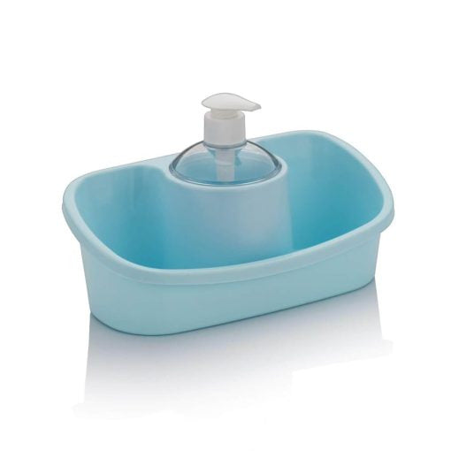 UT-1113     Premium Quality Kitchen Sink & Basin Plastic Stand Liquid Soap Dispenser with Cleaning Sponge