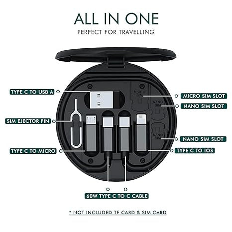 (ELE) UT-1013    All in One 60W USB Fast Charging Travel Data Cable Set
