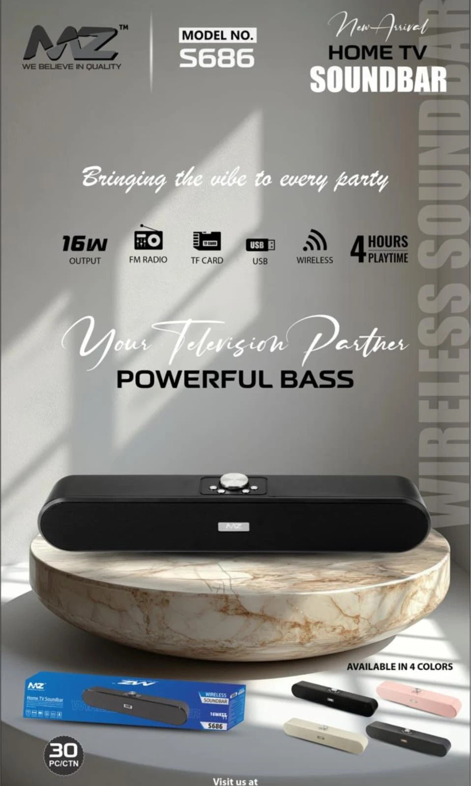 (ELE) UT-1067   🔊🔊 ULTRA HIGH VOLUME MZ S686 SOUNDBAR 🔊🔊 "Color as per availability"